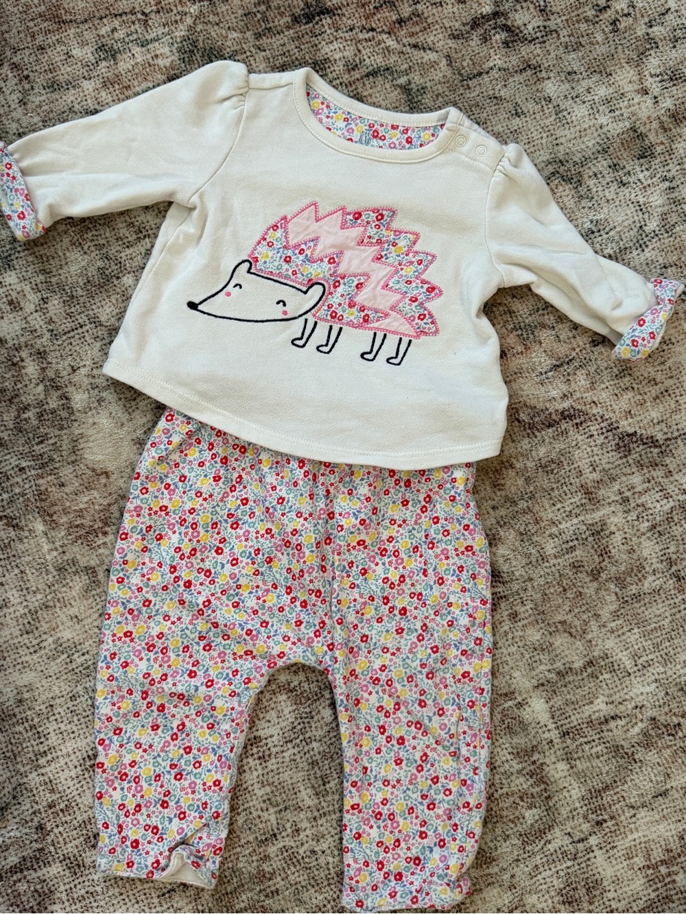 Cream & Pink Hedgehog Floral Kids  Set